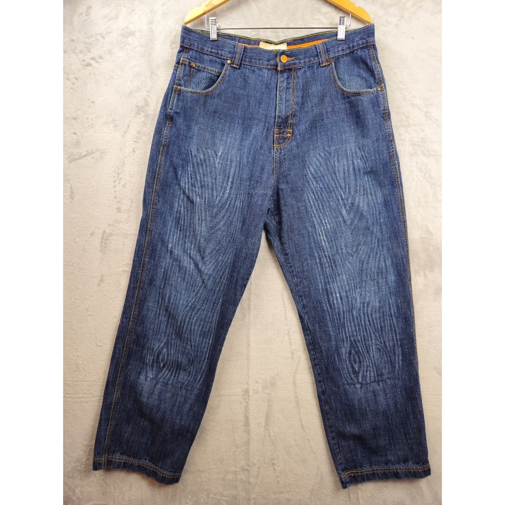 Vtg PJ Mark Denim Jeans 36x30.5 Tiger Striped Fading Skater Hip Hop Baggy Y2K